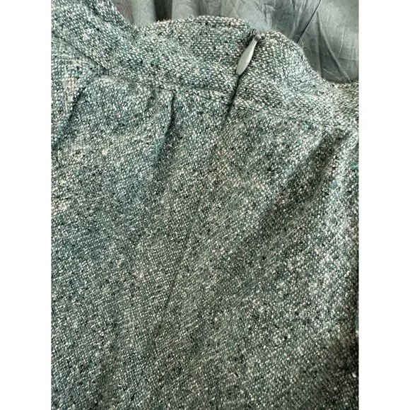Vintage Green Wool Blend Skirt Pleated Midi Metallic Floral Embroidered size 10 - Picture 7 of 8
